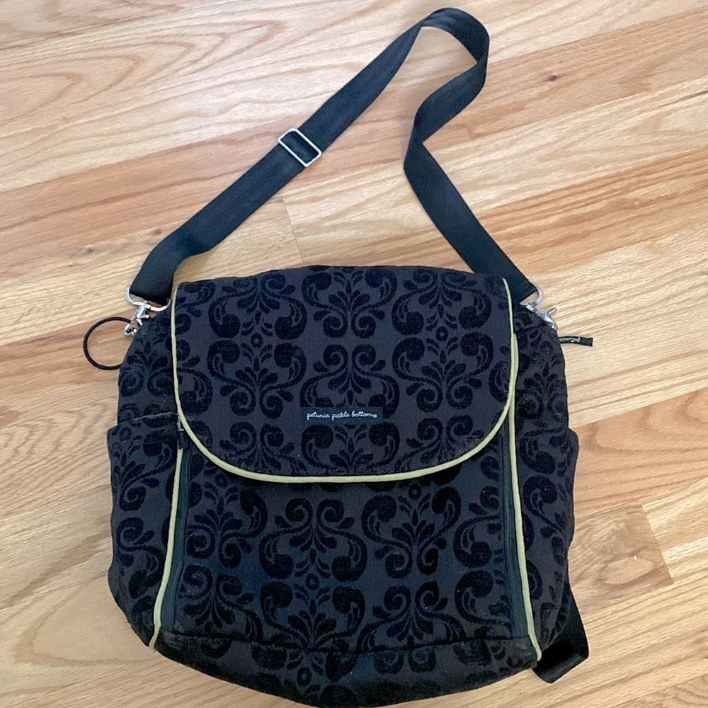 Petunia Pickle Bottom Diaper Bag Backpack Black/Lime velvet burnout fairy grunge
